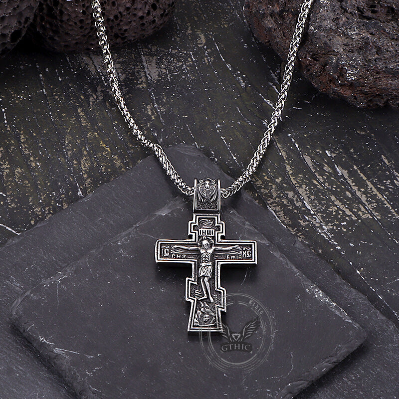 Colgante de cruz de crucifixión de Jesús de forma redonda