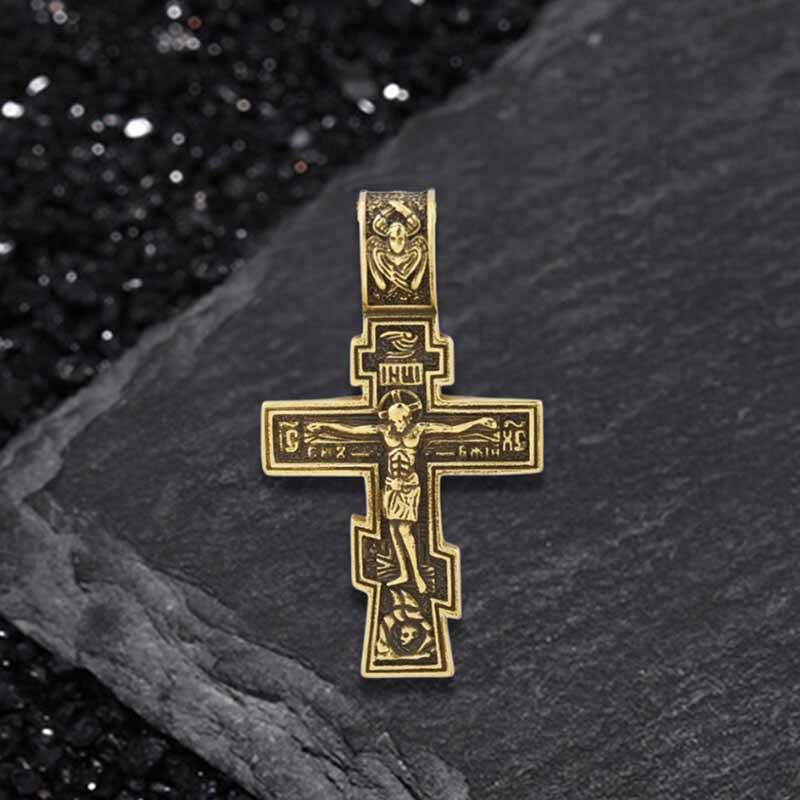 Colgante de cruz de crucifixión de Jesús de forma redonda