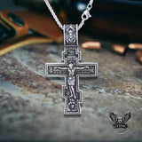 Colgante de cruz de crucifixión de Jesús de forma redonda