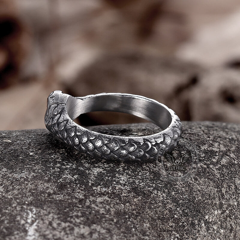 Retro Ouroboros Stainless Steel Snake Ring