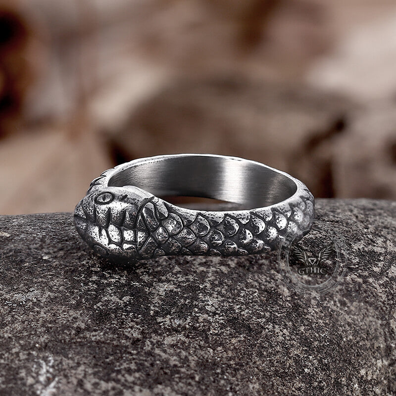 Retro Ouroboros Stainless Steel Snake Ring