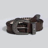 Retro Pattern Brown PU Leather Belt