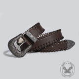 Retro Pattern Brown PU Leather Belt