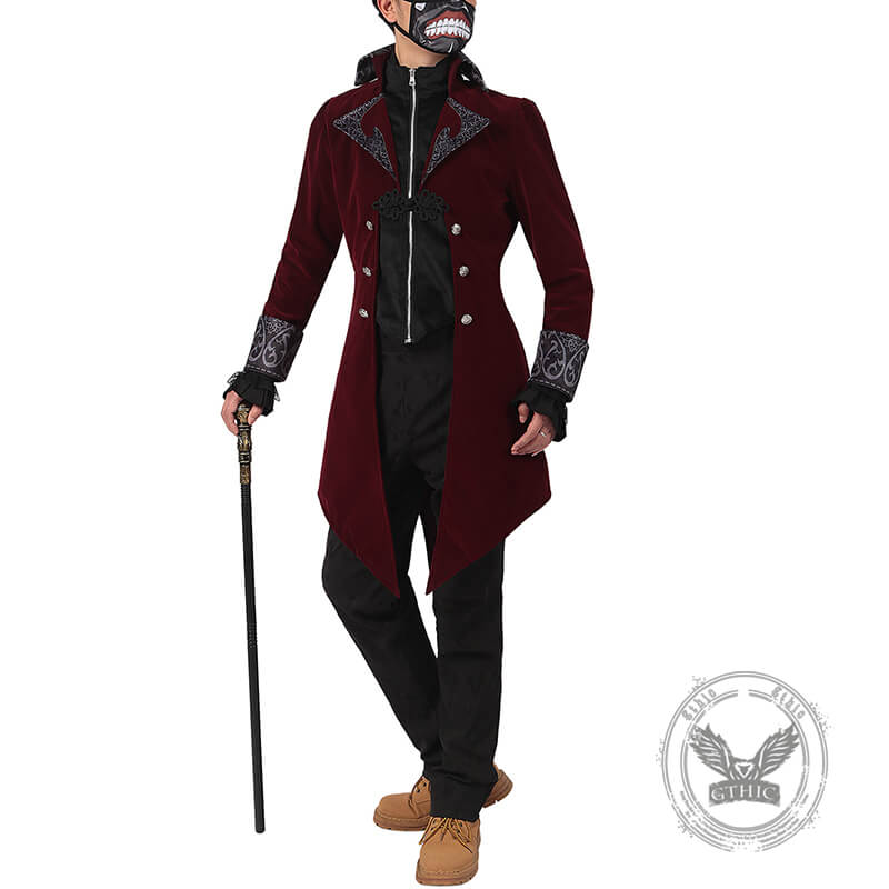 Retro Pattern Medieval Stand Collar Halloween Tuxedo Costume | Gthic.com