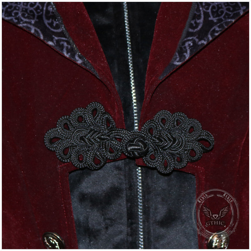 Retro Pattern Medieval Stand Collar Halloween Tuxedo Costume