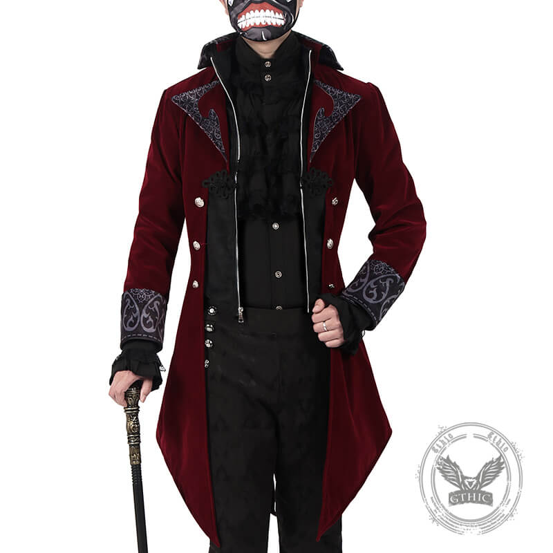 Retro Pattern Medieval Stand Collar Halloween Tuxedo Costume | Gthic.com