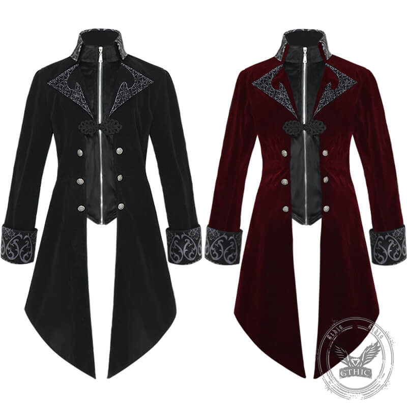 Retro Pattern Medieval Stand Collar Halloween Tuxedo Costume | Gthic.com