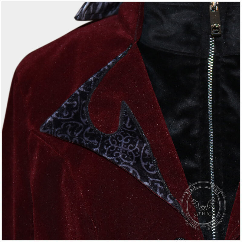 Retro Pattern Medieval Stand Collar Halloween Tuxedo Costume