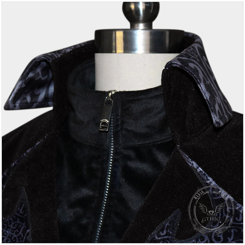 Retro Pattern Medieval Stand Collar Halloween Tuxedo Costume