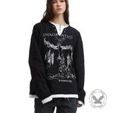 Retro Print Two Piece Long Sleeve Loose T-Shirt | Gthic.com