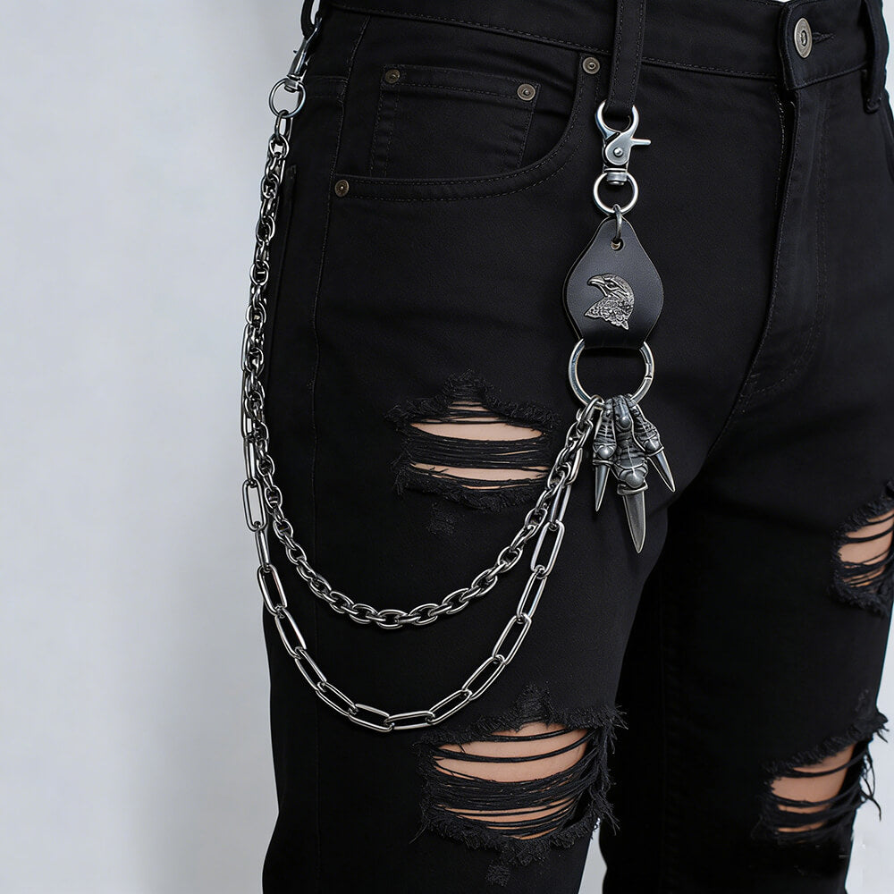 Retro Punk Eagle Claw Double-Layer Alloy Pants Chain | Gthic.com