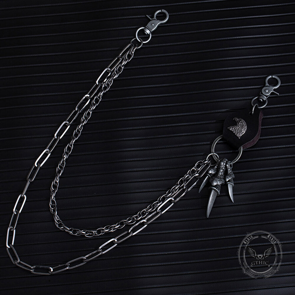 Retro Punk Eagle Claw Double-Layer Alloy Pants Chain | Gthic.com