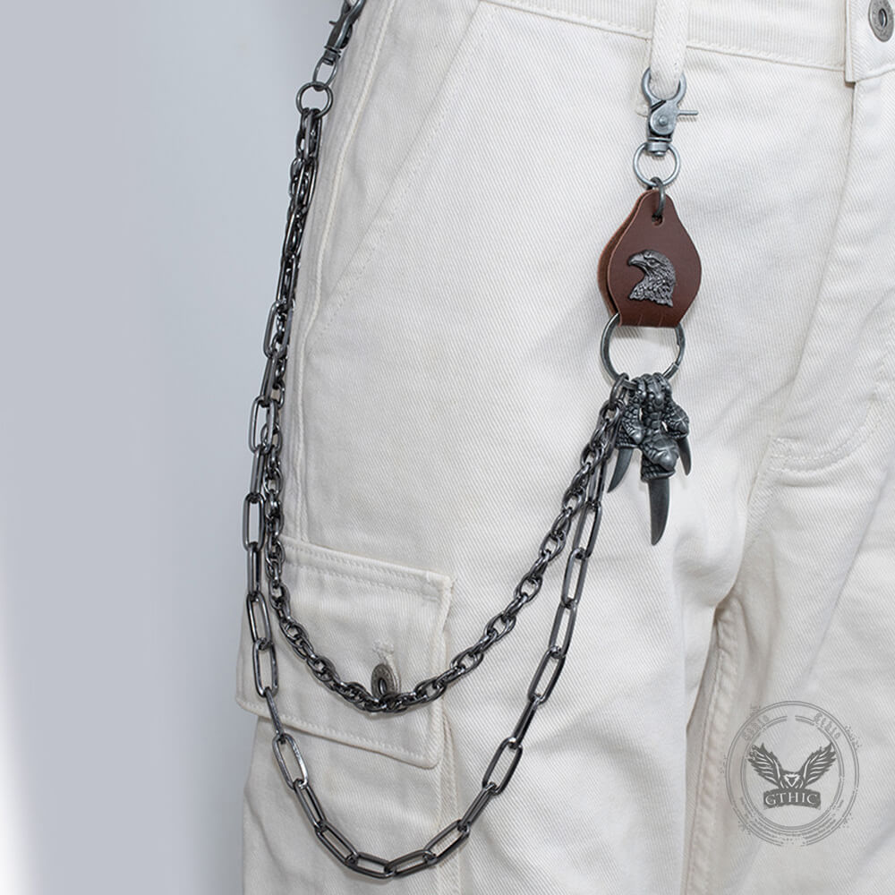 Retro Punk Eagle Claw Double-Layer Alloy Pants Chain | Gthic.com
