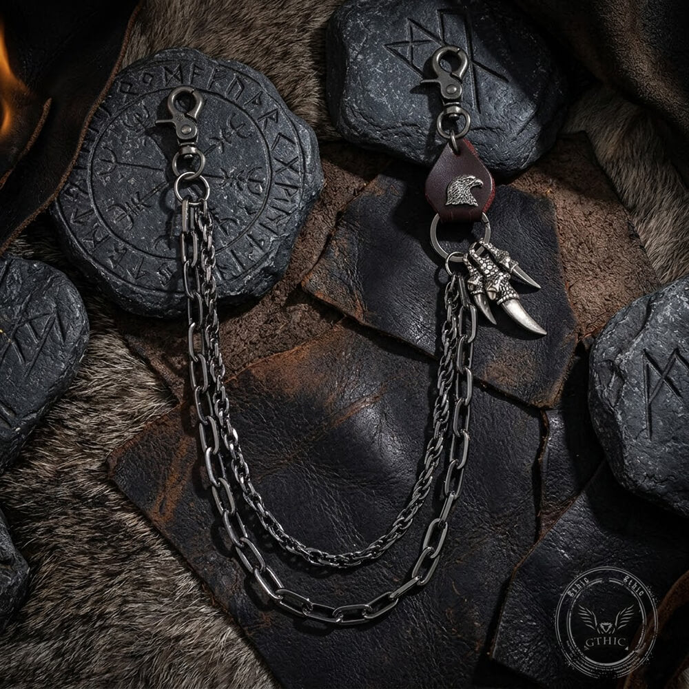 Retro Punk Eagle Claw Double-Layer Alloy Pants Chain | Gthic.com