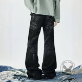 Retro Rhinestone Star Denim Hip-Hop Distressed Flared Pants