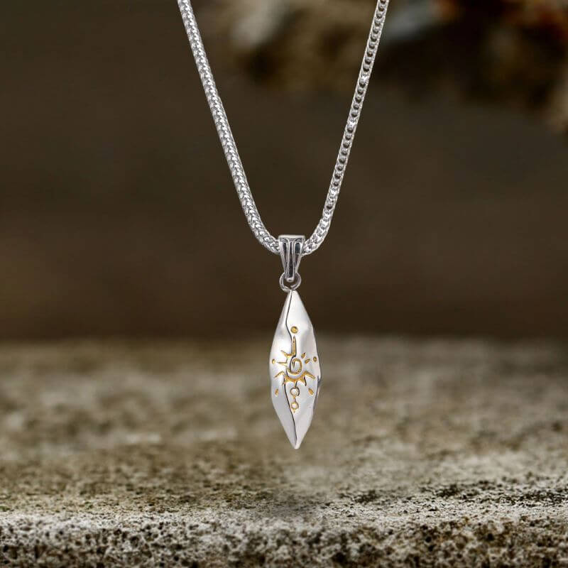 Retro Rhombus Wishing Stone Stainless Steel Pendant