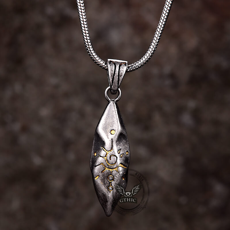 Retro Rhombus Wishing Stone Stainless Steel Pendant