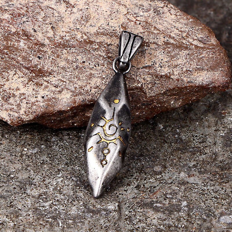 Retro Rhombus Wishing Stone Stainless Steel Pendant 05 | Gthic.com