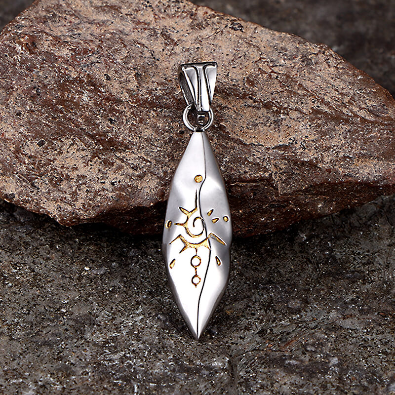 Retro Rhombus Wishing Stone Stainless Steel Pendant 04 | Gthic.com