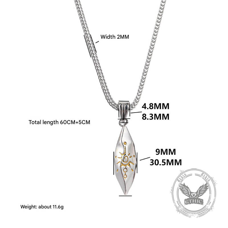 Retro Rhombus Wishing Stone Stainless Steel Pendant