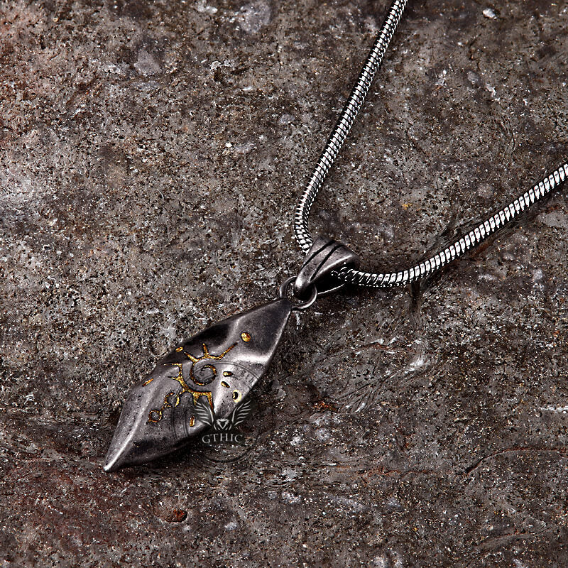 Retro Rhombus Wishing Stone Stainless Steel Pendant