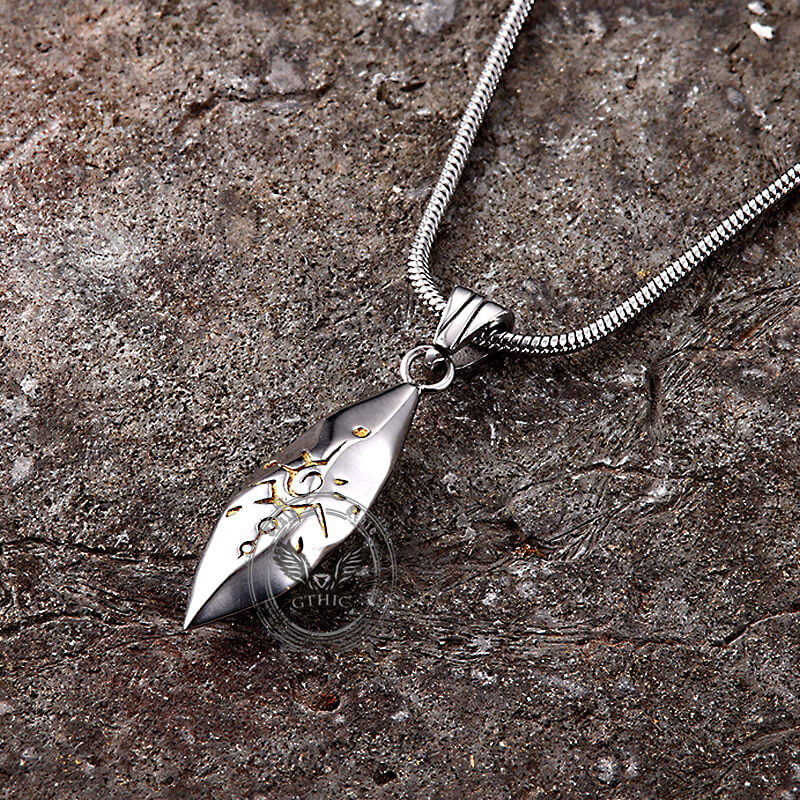 Retro Rhombus Wishing Stone Stainless Steel Pendant