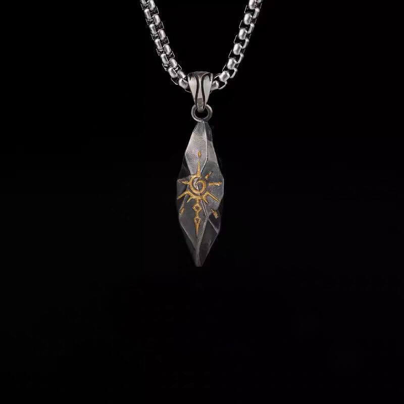 Retro Rhombus Wishing Stone Stainless Steel Pendant