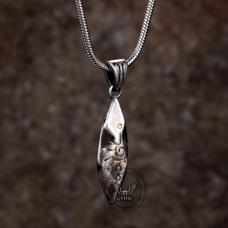 Retro Rhombus Wishing Stone Stainless Steel Pendant