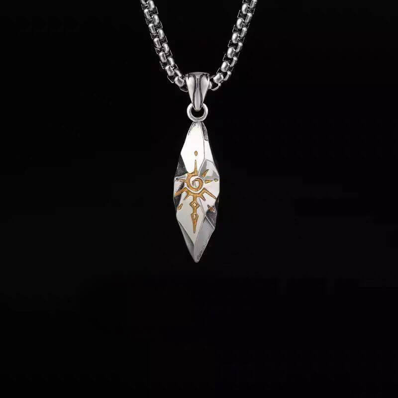 Retro Rhombus Wishing Stone Stainless Steel Pendant