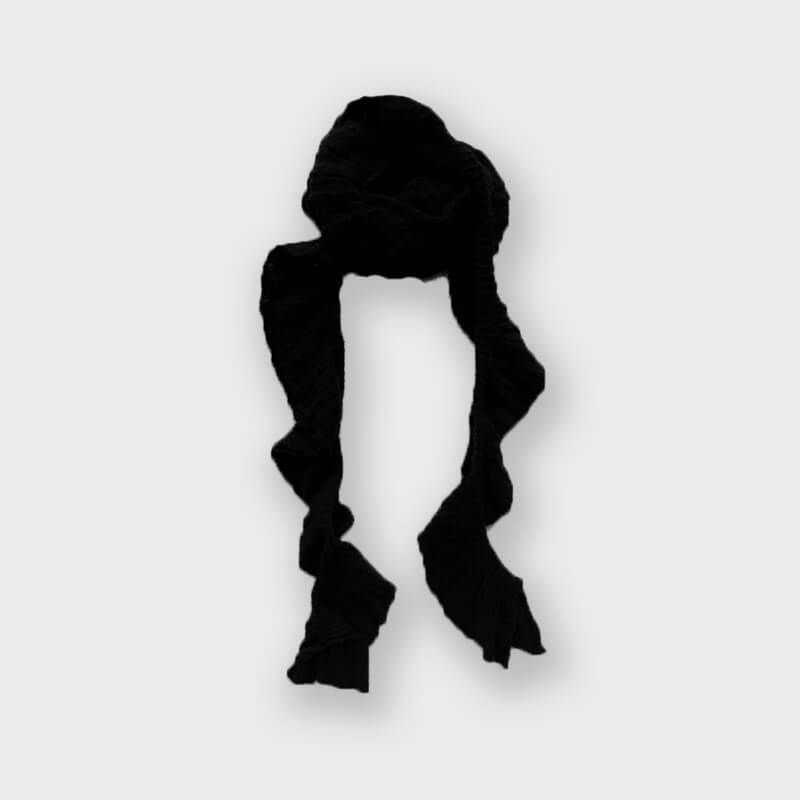 Retro Ruffled Spiral Wool Blend Knitted Scarf