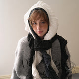 Retro Ruffled Spiral Wool Blend Knitted Scarf | Gthic.com
