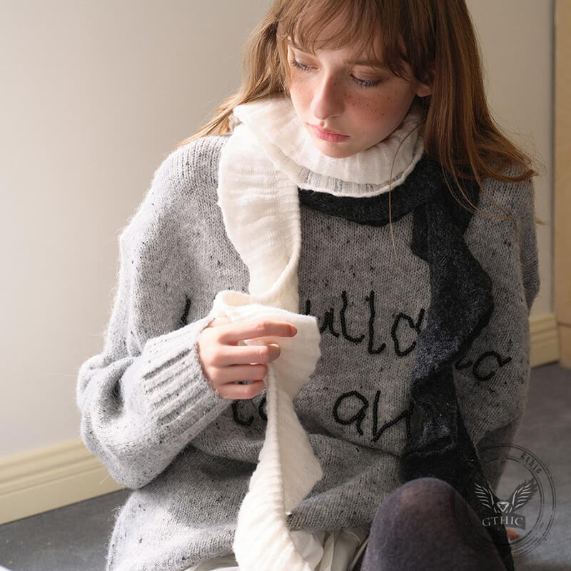 Retro Ruffled Spiral Wool Blend Knitted Scarf