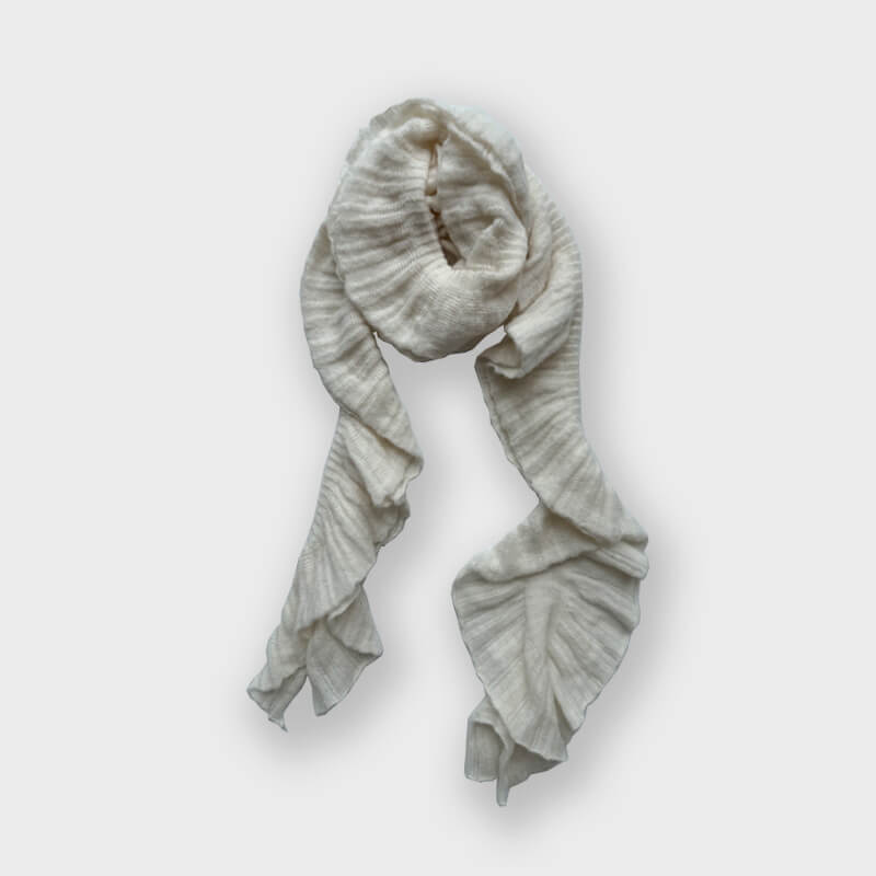Retro Ruffled Spiral Wool Blend Knitted Scarf