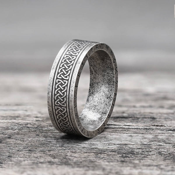 Retro Runes Celtic Knot Stainless Steel Ring | Gthic.com