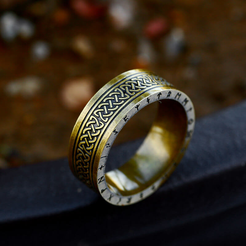 Retro Runes Celtic Knot Stainless Steel Ring | Gthic.com