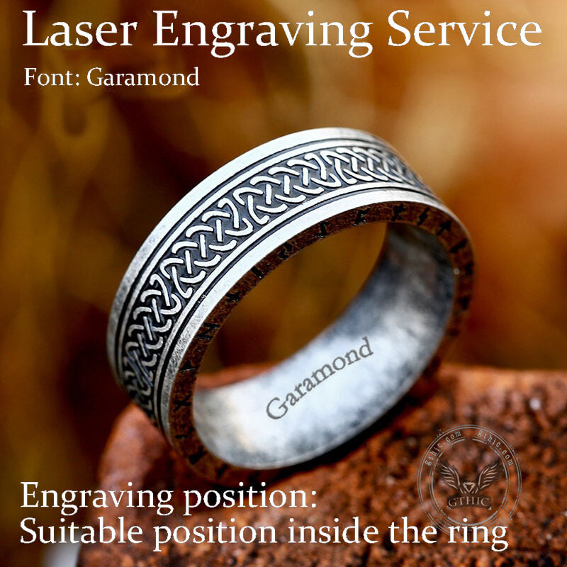 Anillo de acero inoxidable con nudo celta de runas retro