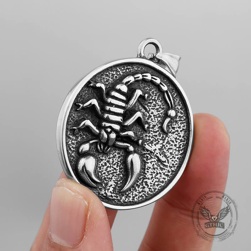 Retro Scorpion Stainless Steel Animal Round Pendant | Gthic.com