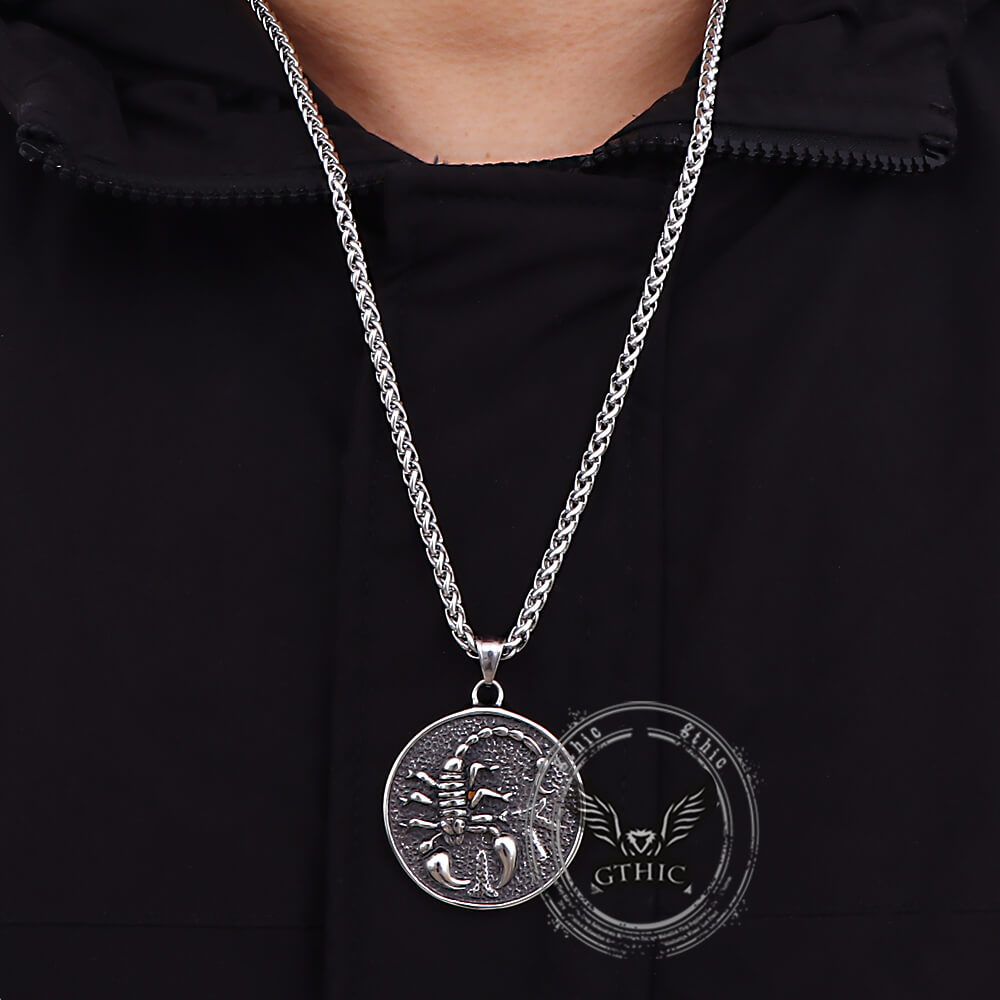 Retro Scorpion Stainless Steel Animal Round Pendant | Gthic.com