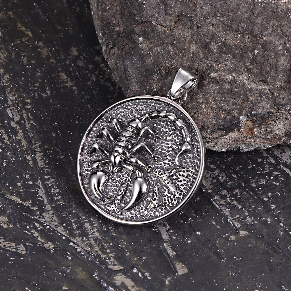 Retro Scorpion Stainless Steel Animal Round Pendant | Gthic.com