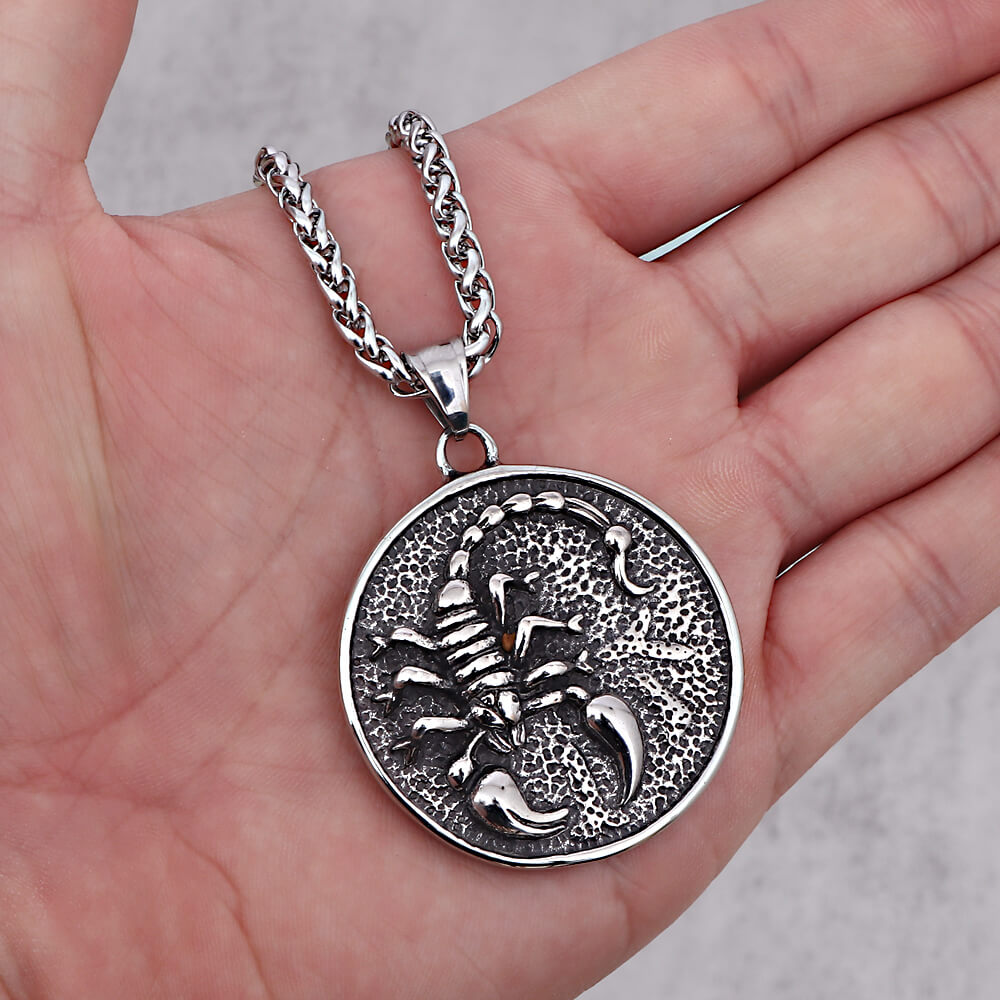 Retro Scorpion Stainless Steel Animal Round Pendant | Gthic.com