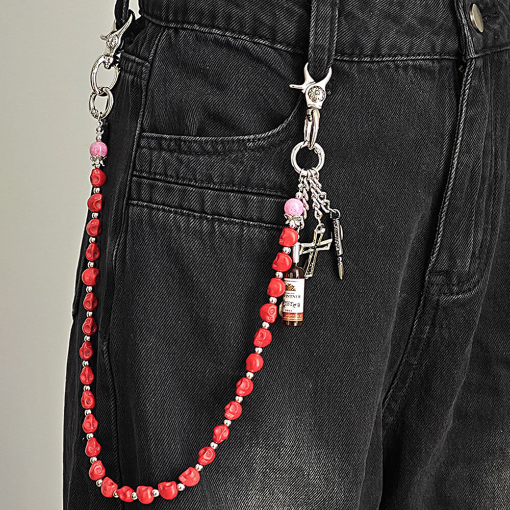 Retro Skull Cross Wine Bottle Alloy Pants Chain | Gthic.com