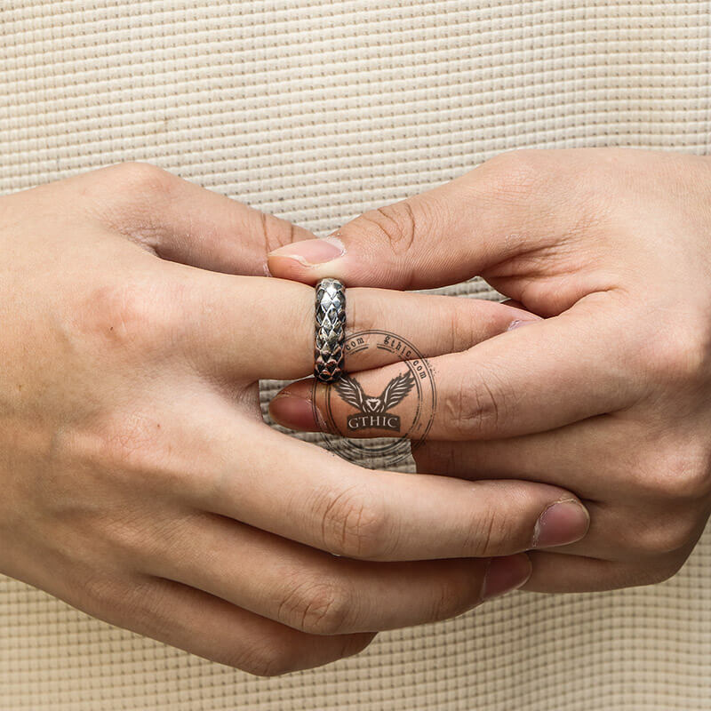 Retro Snake Scale Stainless Steel Ring