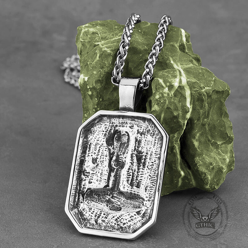 Retro Square Thor's Hammer Stainless Steel Viking Pendant | Gthic.com