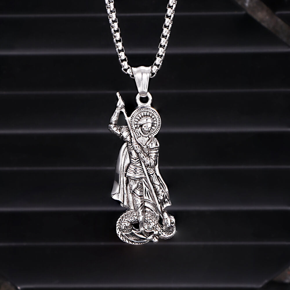 Retro St. George Slay Dragon Stainless Steel Pendant