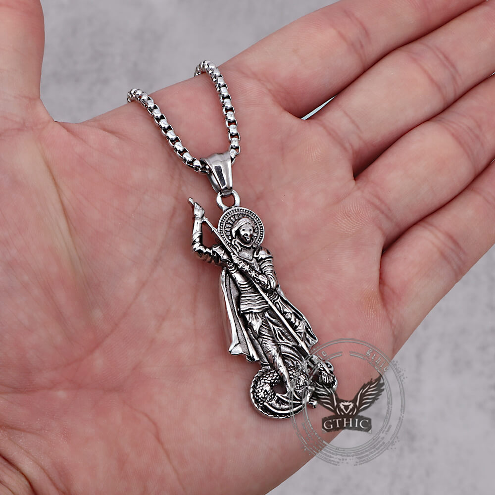 Retro St. George Slay Dragon Stainless Steel Pendant