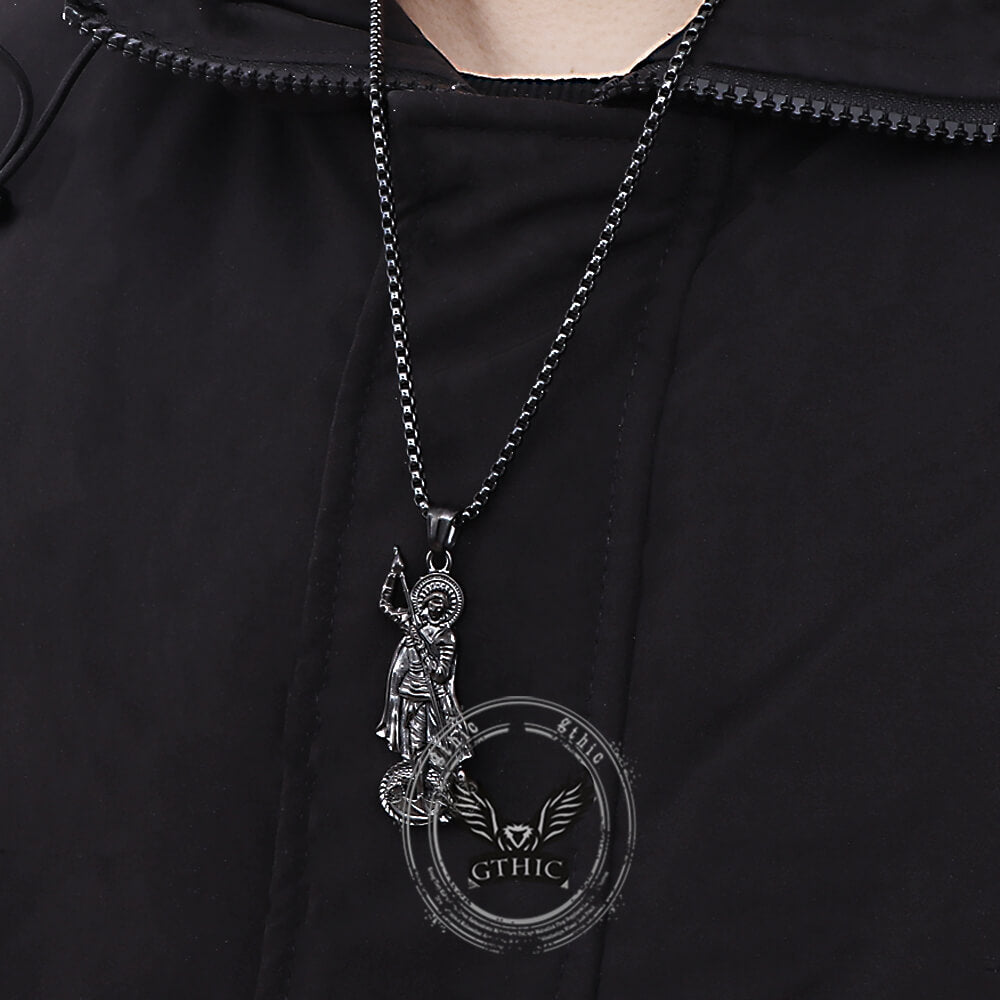 Retro St. George Slay Dragon Stainless Steel Pendant