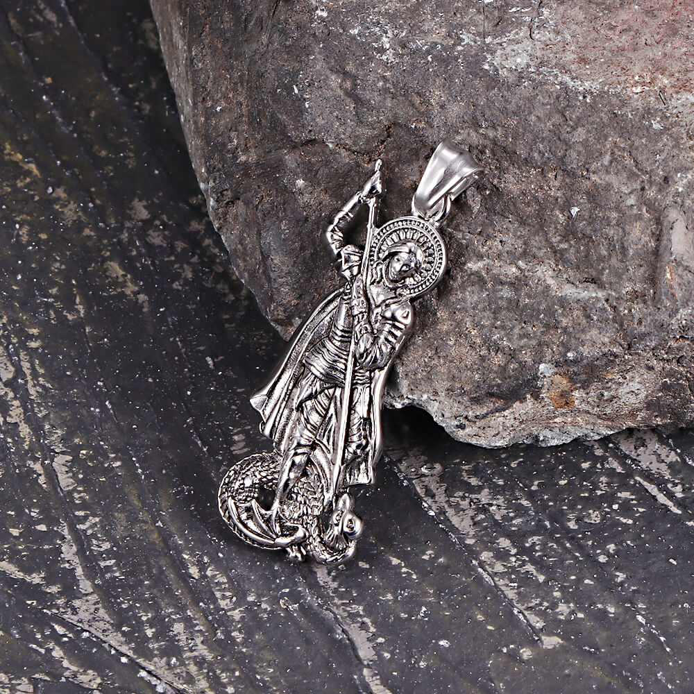 Retro St. George Slay Dragon Stainless Steel Pendant