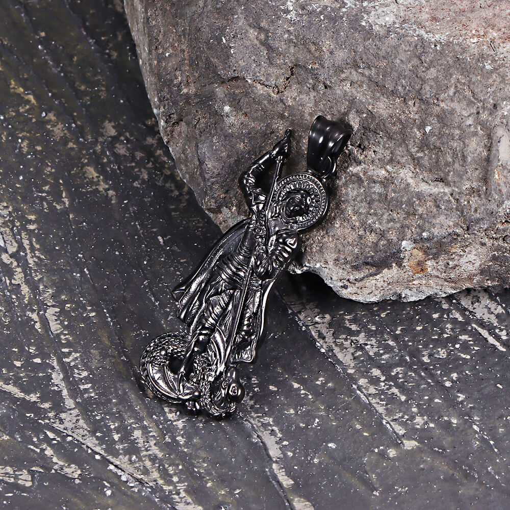 Retro St. George Slay Dragon Stainless Steel Pendant