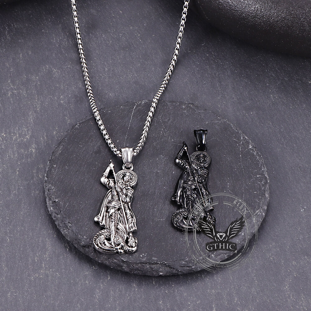 Retro St. George Slay Dragon Stainless Steel Pendant