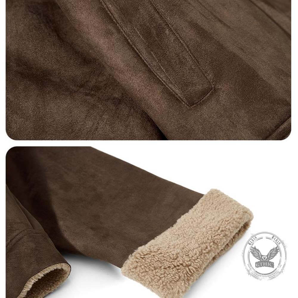 Retro Stand Collar Diagonal Zipper Suede Motorcycle Jacket